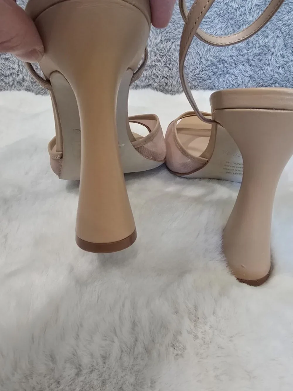 Steve Madden Beki Heeled Sandals Beige Mesh Classic Neutral Women's Size 10 NEW - Picture 6 of 10